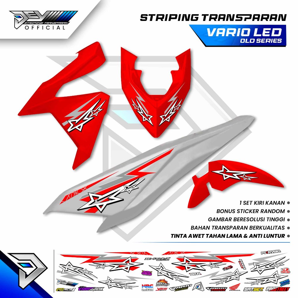 STRIPING TRANSPARAN VARIO LED OLD 2014 -2017 | MOTIF BINTANG | VARIO 125-150 LED OLD