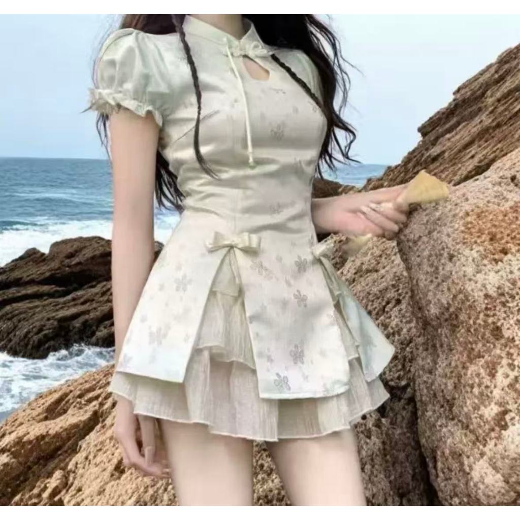 Baju Cheongsam Shoulder Wanita