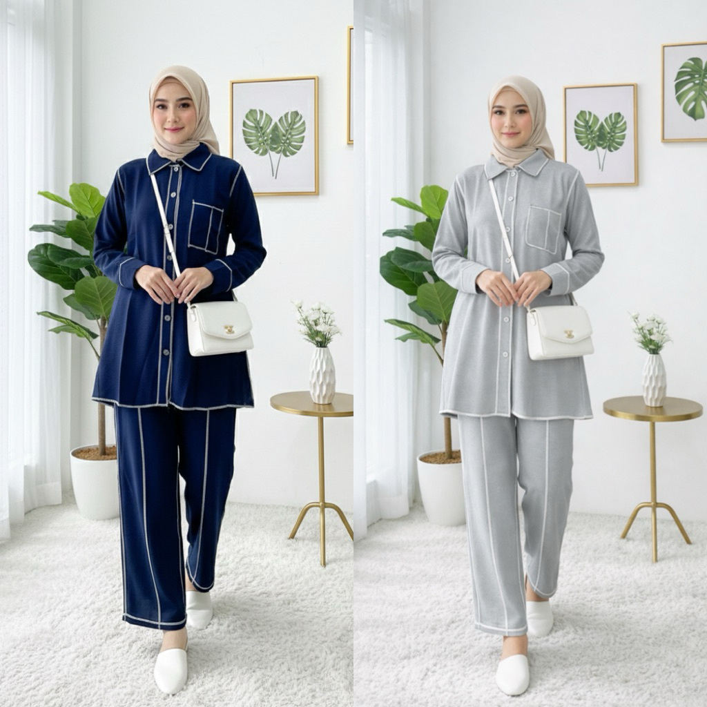 SCH_ oneset premium terlaris oneset crinkle terbalik | oneset terbaru | setelan celana | tunik kemej