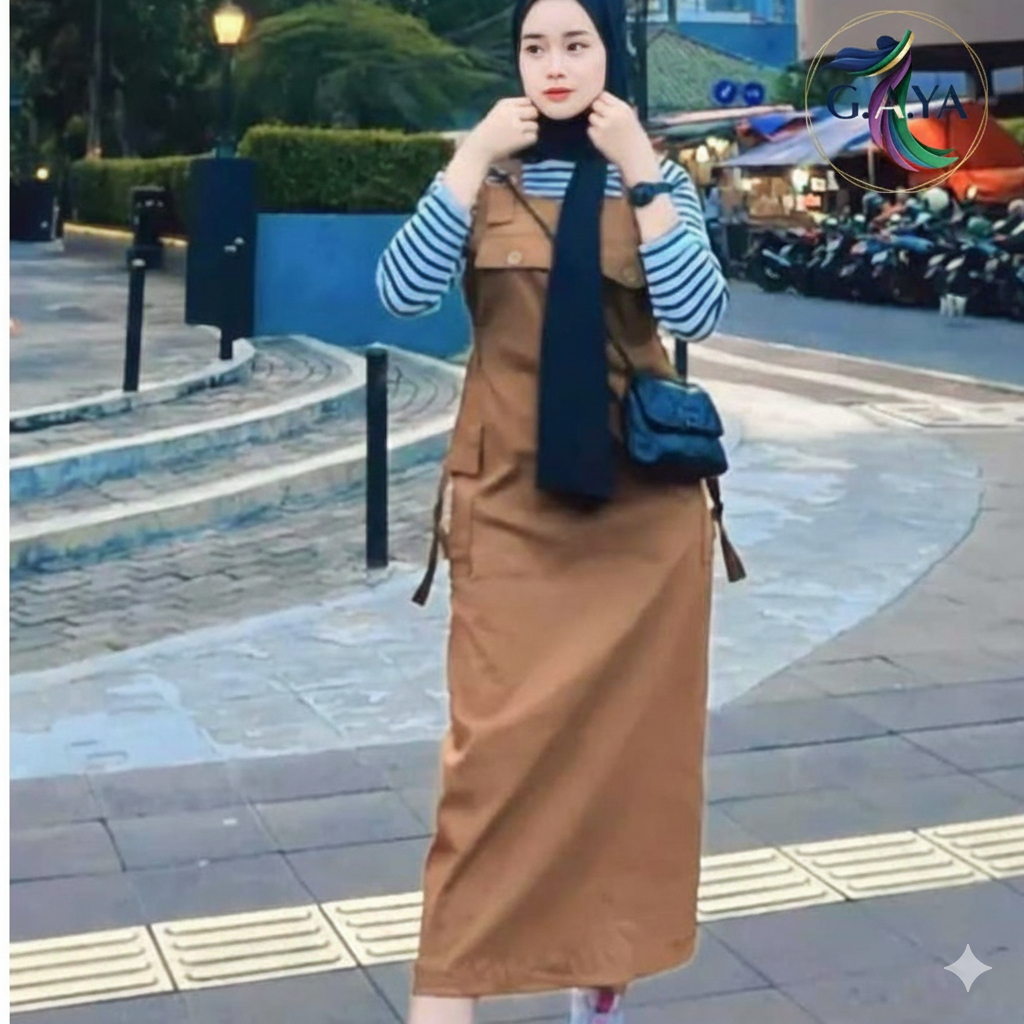 OVERALL ROK CARGO // JUMSUIT WANITA KATUN PREMIUM // ROK CASUAL