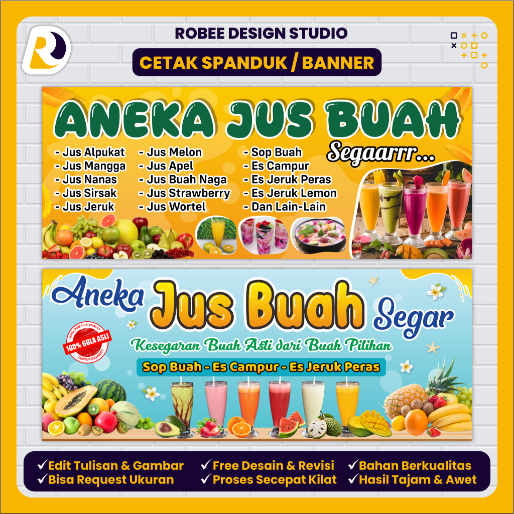 Spanduk Banner Aneka Jus Buah Segar / Juice Buah / Aneka Minuman