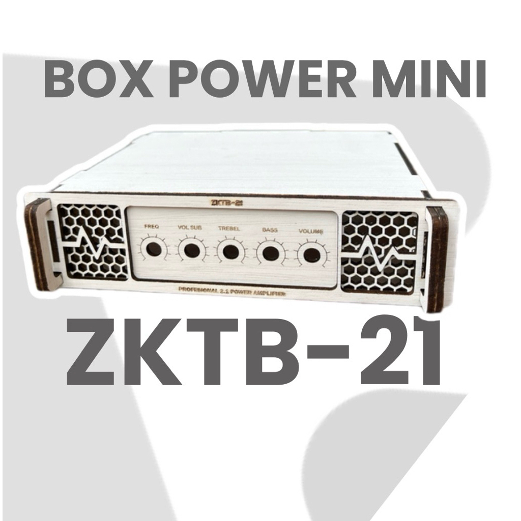 BOX AMPLI MINI ZKTB21 – Box Power Mini Ashley Putih | Casing Amplifier Mini Laser CNC Triplek 3mm