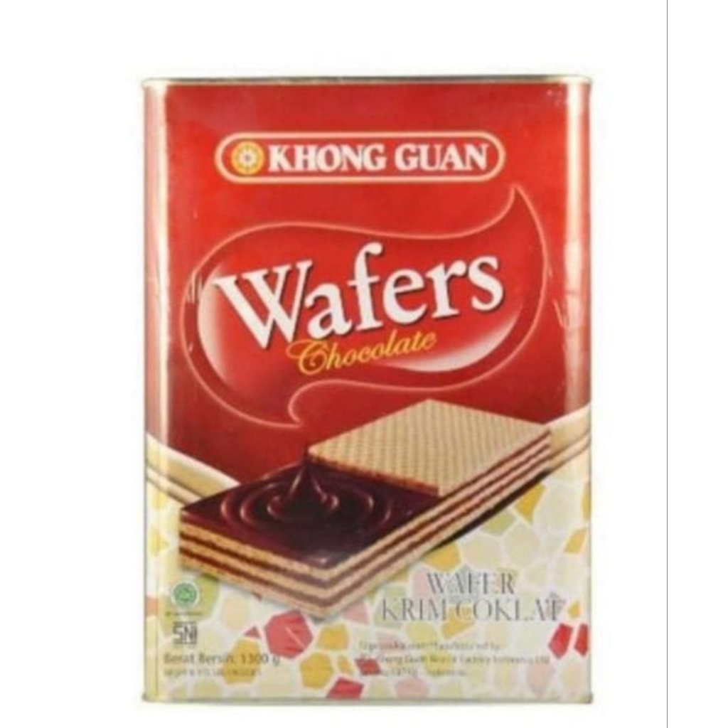 khong guan wafer chocolate cream kaleng besar 1.3kg