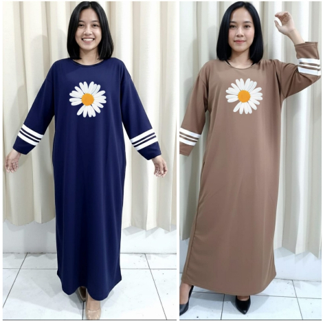Gamis wanita dewasa BIG FLOWER lengan baju perempuan panjang gamis kaos