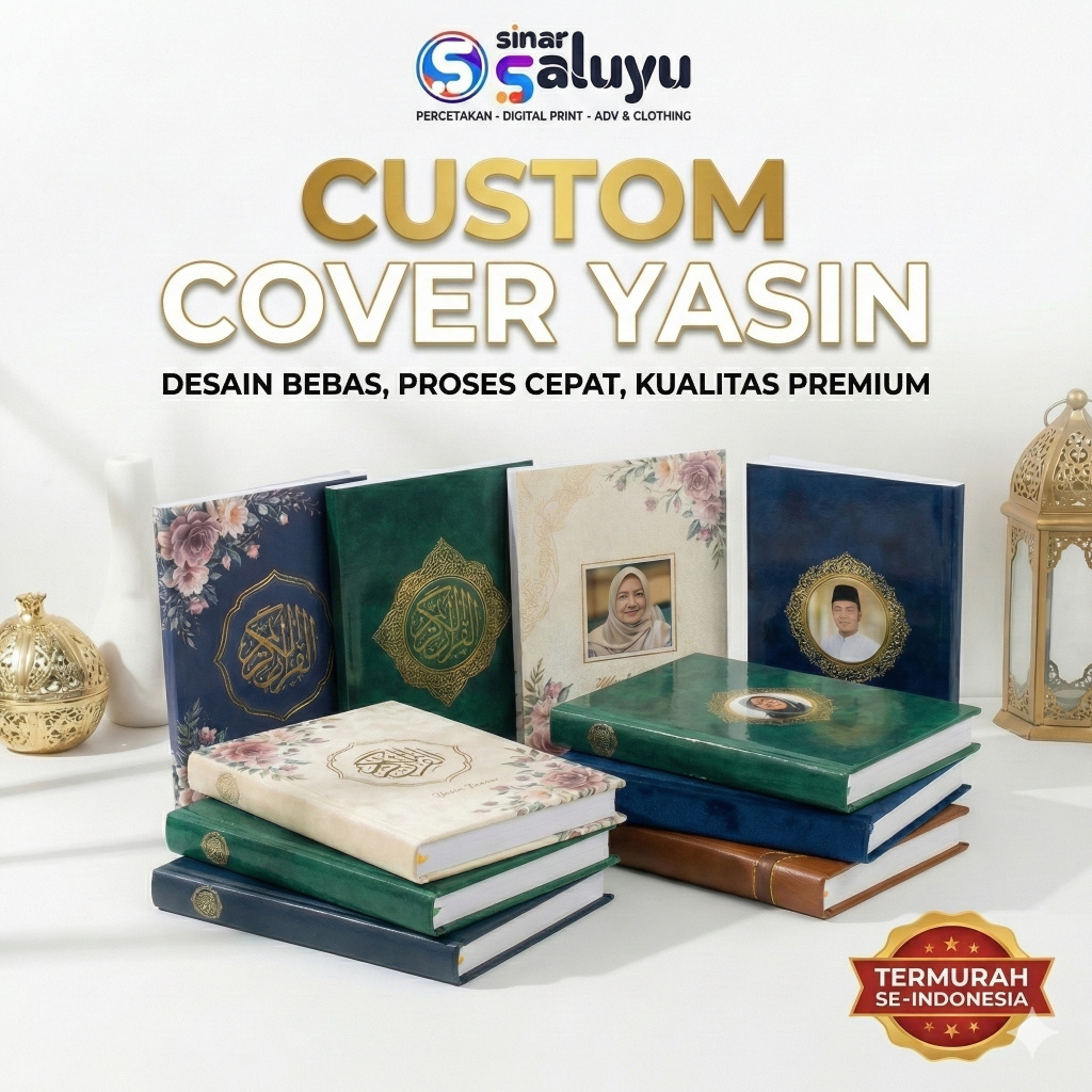 BUKU YASIN CUSTOM | BUKU YASIN SOFT COVER dan tahlil 64 Hal (Arab tanpa terjemah)  dan foto Uk 12 x 