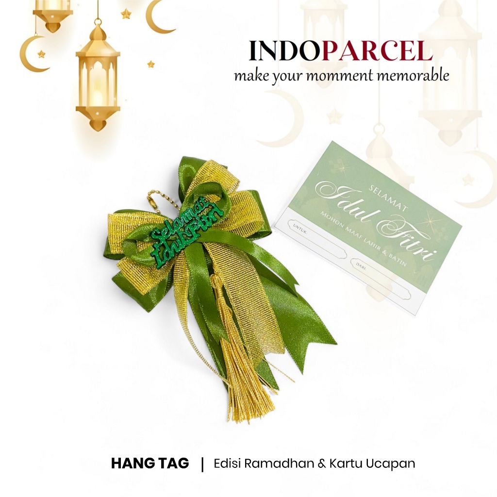 INDOPARCEL - Hang Tag dan Pita Spesial Lebaran Aksesoris Gantungan Pita Idul Fitri Hang Tag Custom K