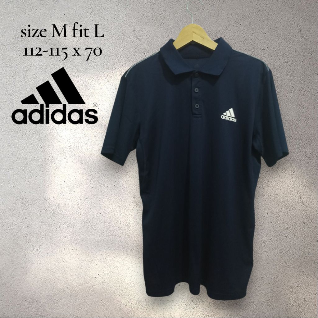 preloved polo shirt adidas navy sz M fit L