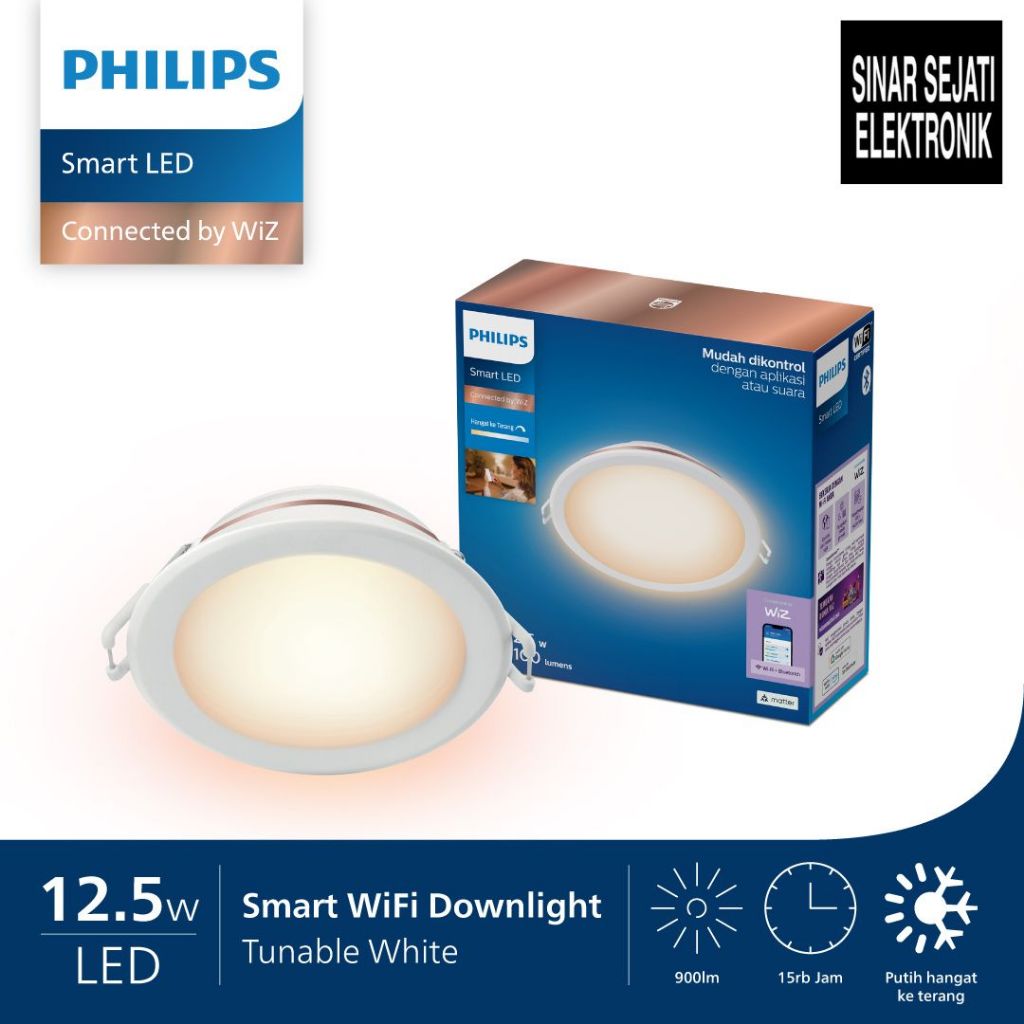 Lampu Panel/Plafon Philips Smart LED Downlight 12.5 W 12,5Watt - Tunable White (Kuning ke Putih) - T
