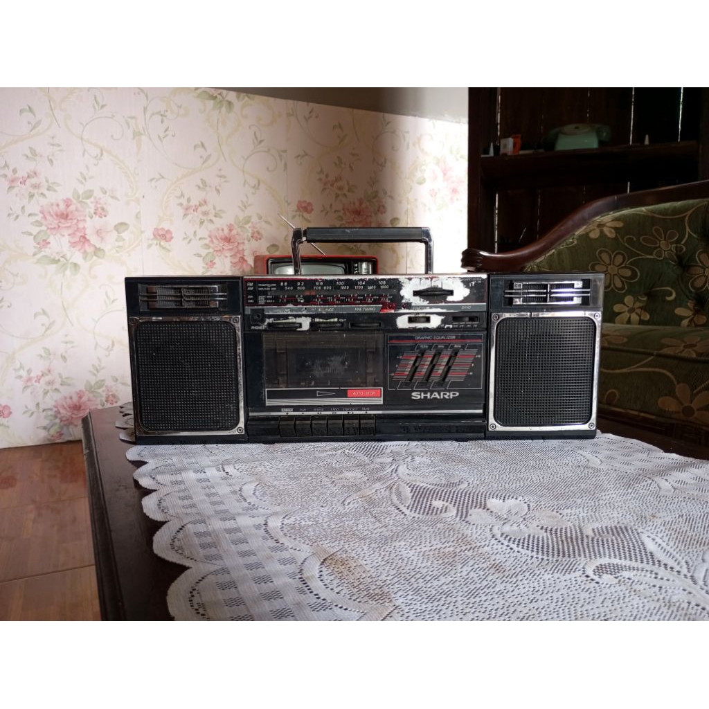 Radio Tape Kaset Compo Jadul Merk SHARP Antik Vintage Lawas Tua Kuno Retro