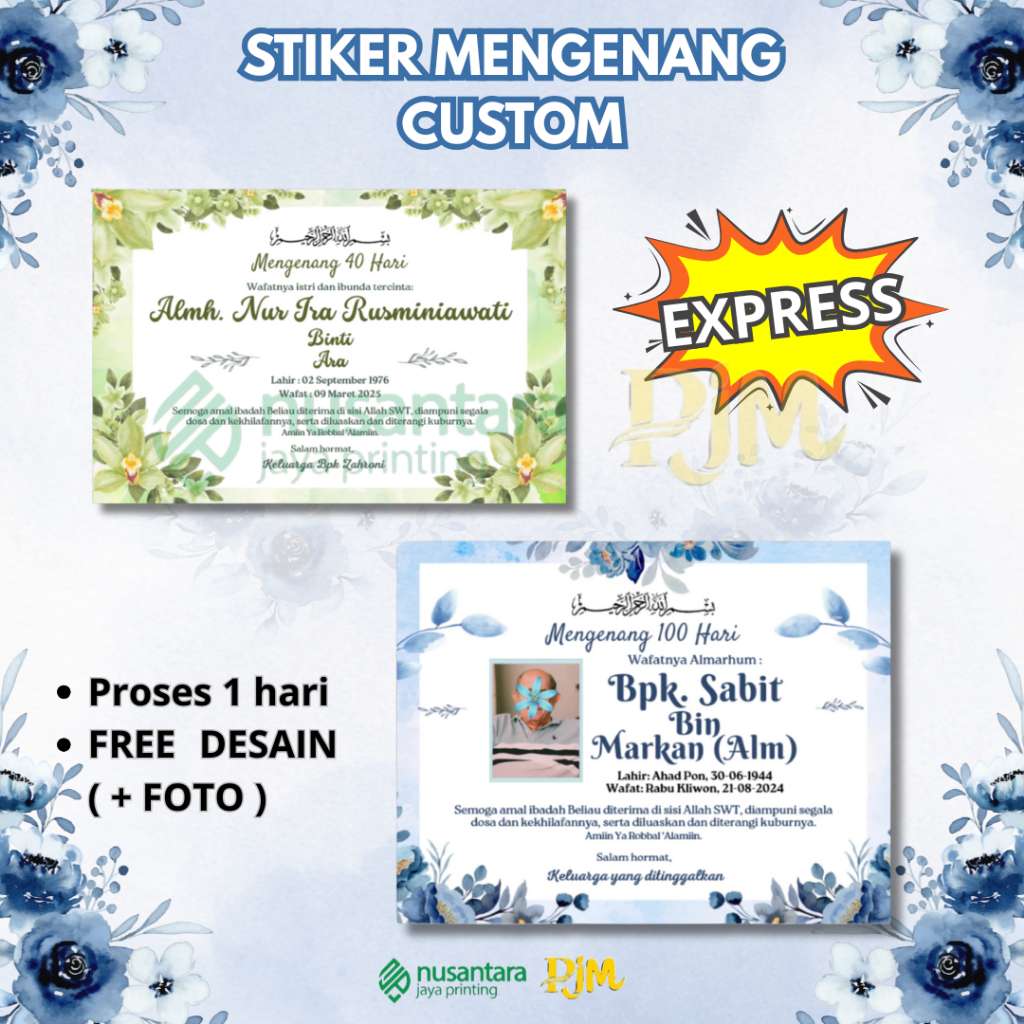 STIKER TAHLIL / WAFAT/ MENINGGAL/ Stiker Nasi Kotak Acara Tahlil 40 Hari / 100 Hari / 1000 Hari / St