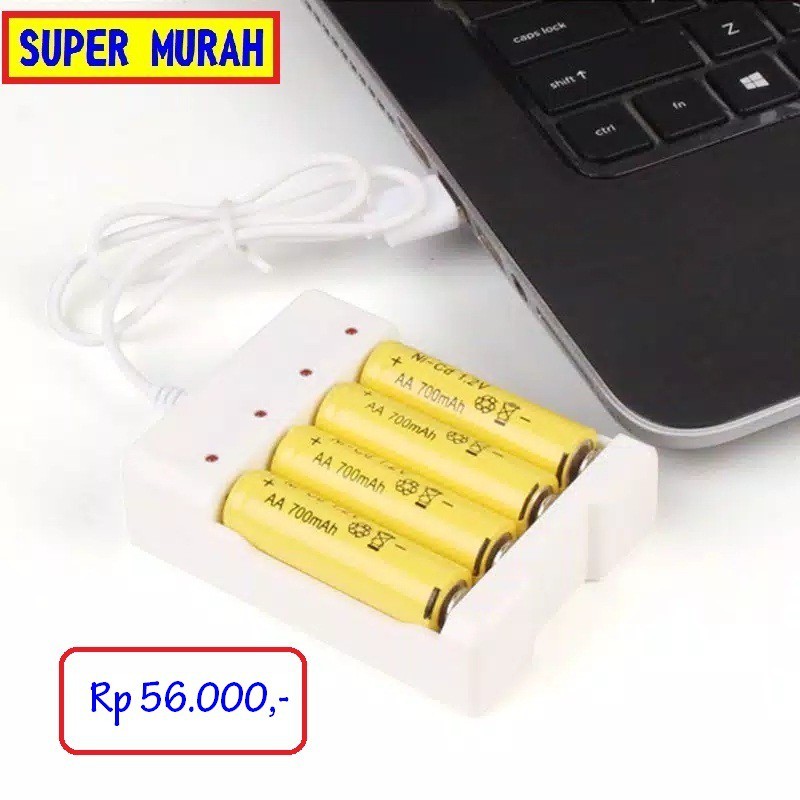 (31K) PAKET ADAPTER CHARGER + BATERAI CHARGER AA Isi Ulang 700Mah 600Mah Cas Batre AAA