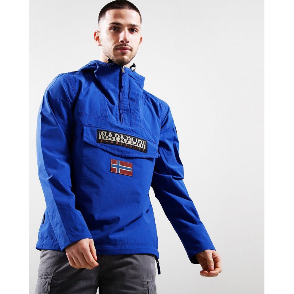 Napapijri Rainforest Summer Anorak Hooded Jacket In Blue Mazarin
