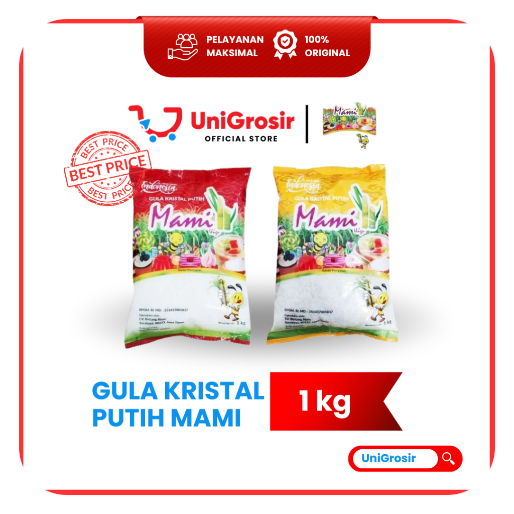 [UniGrosir] GULA KRISTAL PUTIH MAMI UNGU MERAH KUNING ~ 1 kg