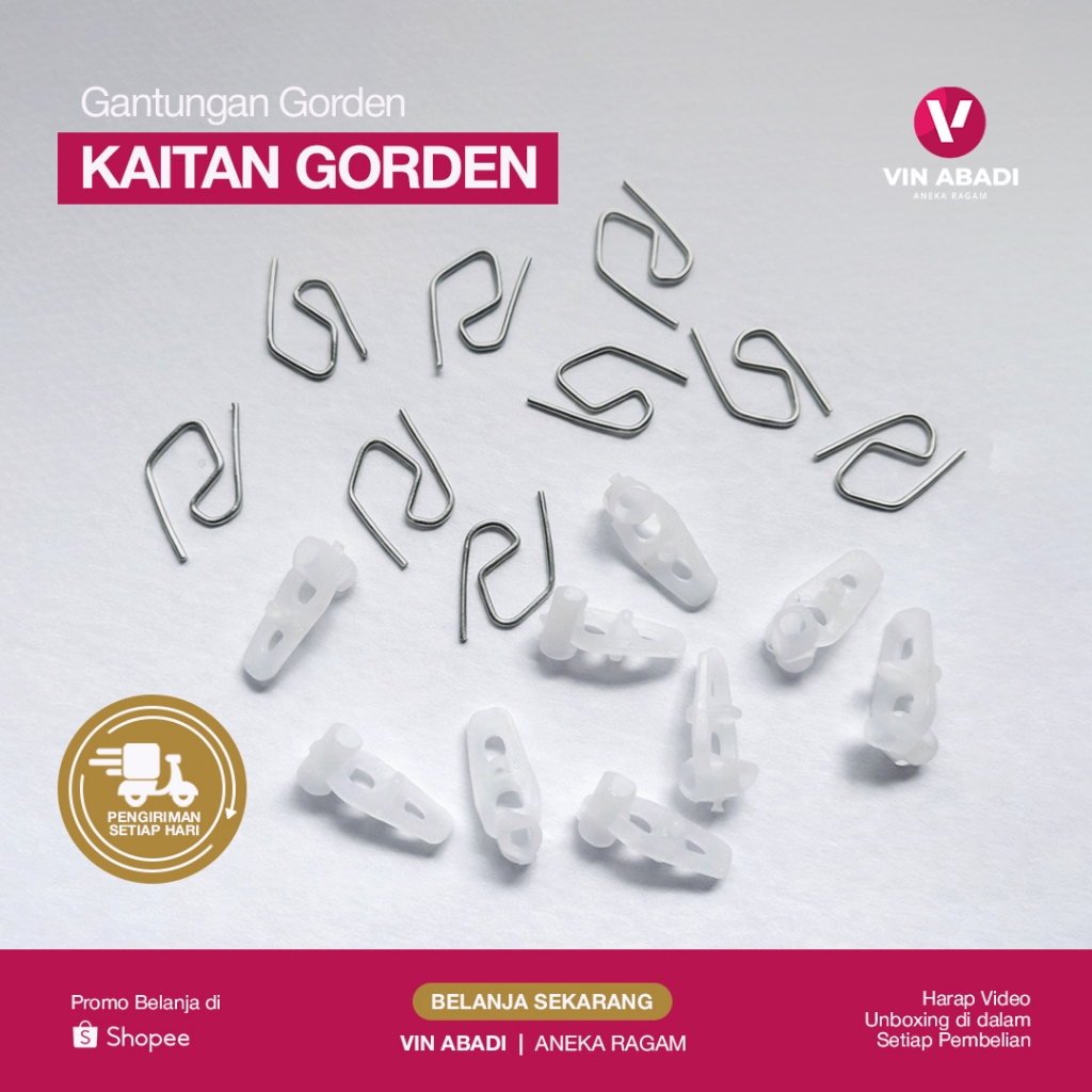 Kaitan Hordeng / Cantolan Gorden Kawat Plastik Berkualitas