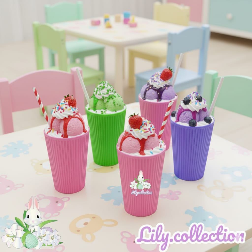 LILYCOLLECTION 6 Pcs Gelas plastik 400ml / Gelas es pink / Gelas plastik ungu / Gelas bambu