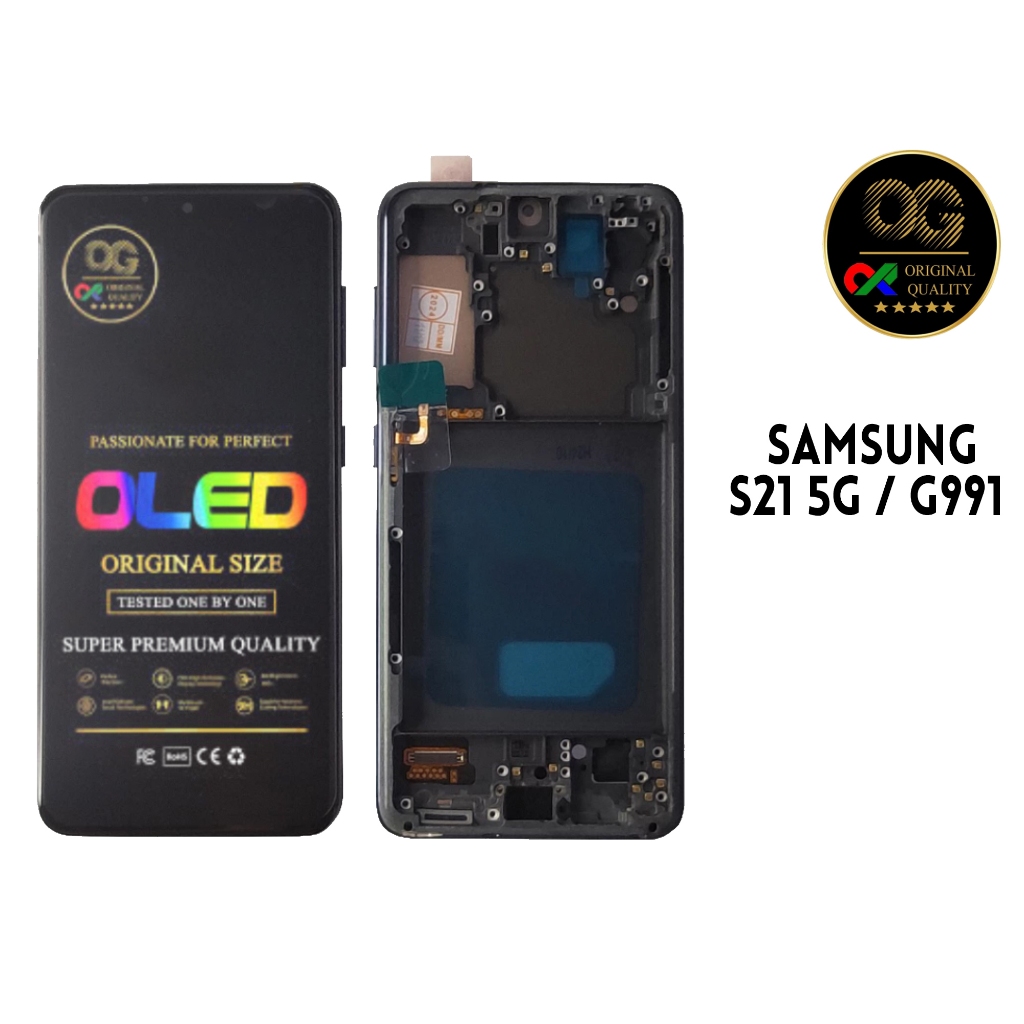 (OG SUPER)  LCD SAMSUNG S21 5G / G991 + FRAME + FINGER OLED OG FULLSET TOUCHSCREEN