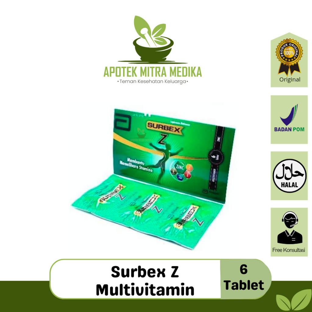 Surbex Z Multivitamin Lengkap & ZINC - 6 tablet