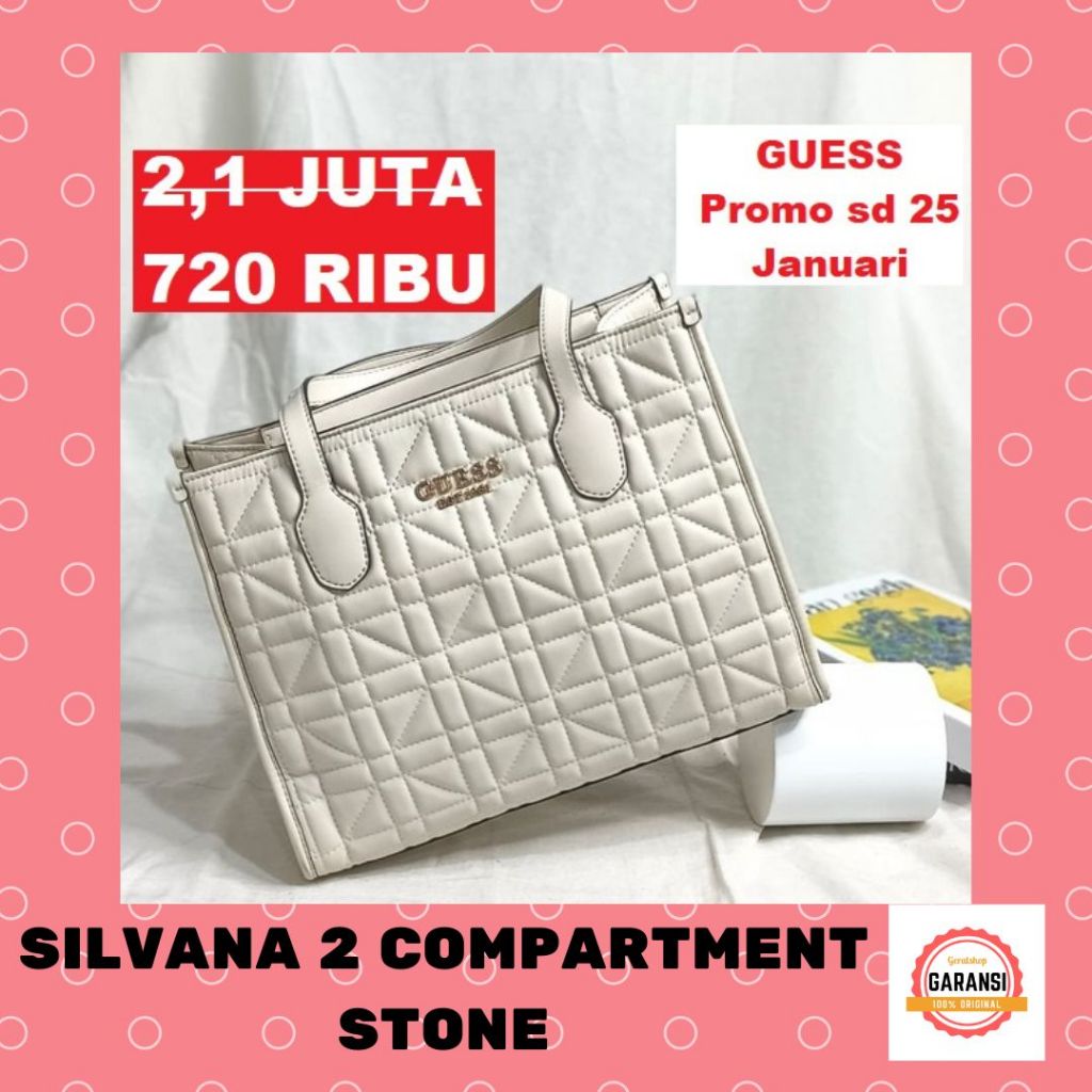 Tas tote bag wanita Guess seri SILVANA 2 COMPARTMENT original store 100%