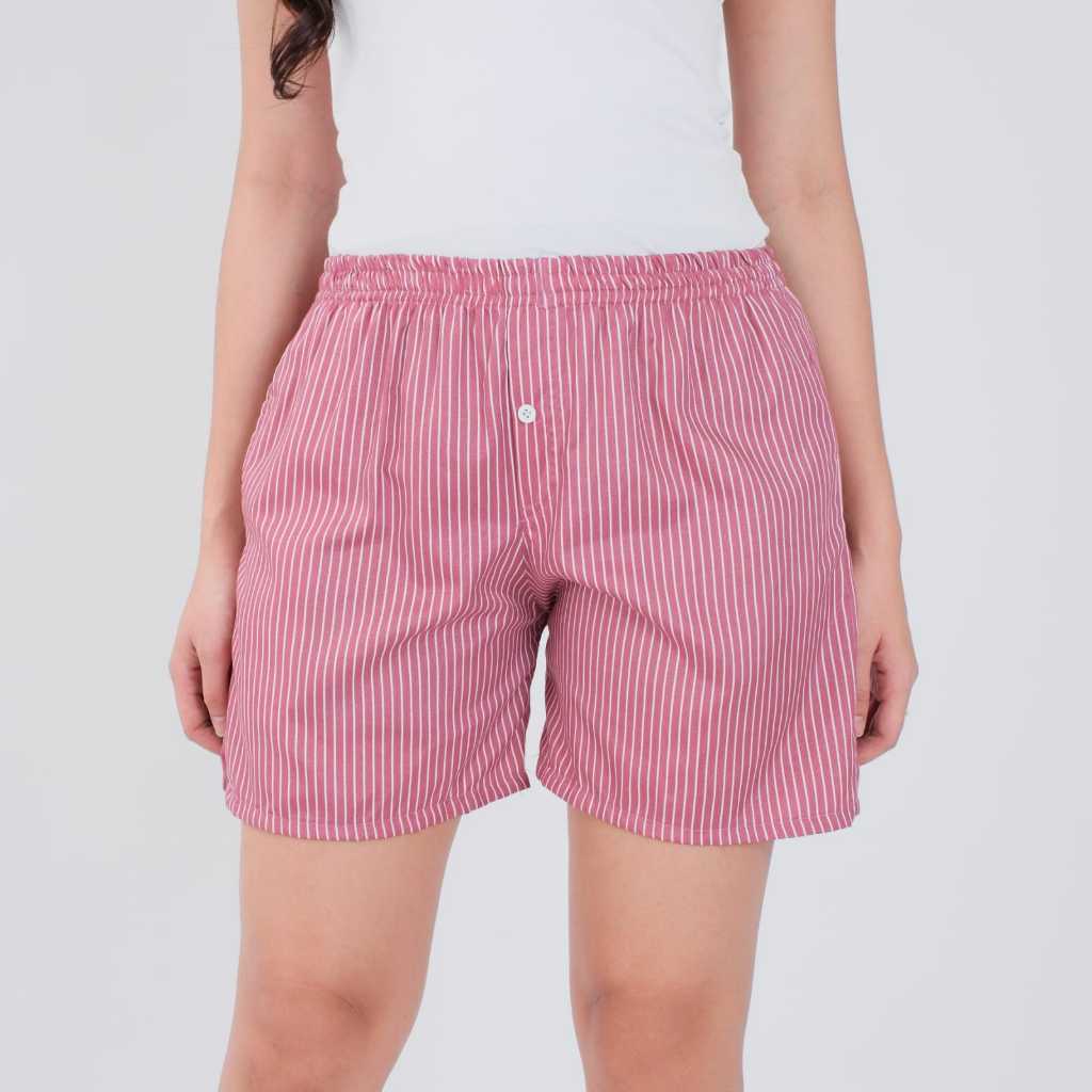 CELANA PENDEK PRIA WANITA KOLOR BOXER MOTIF GARIS GARIS SALUR