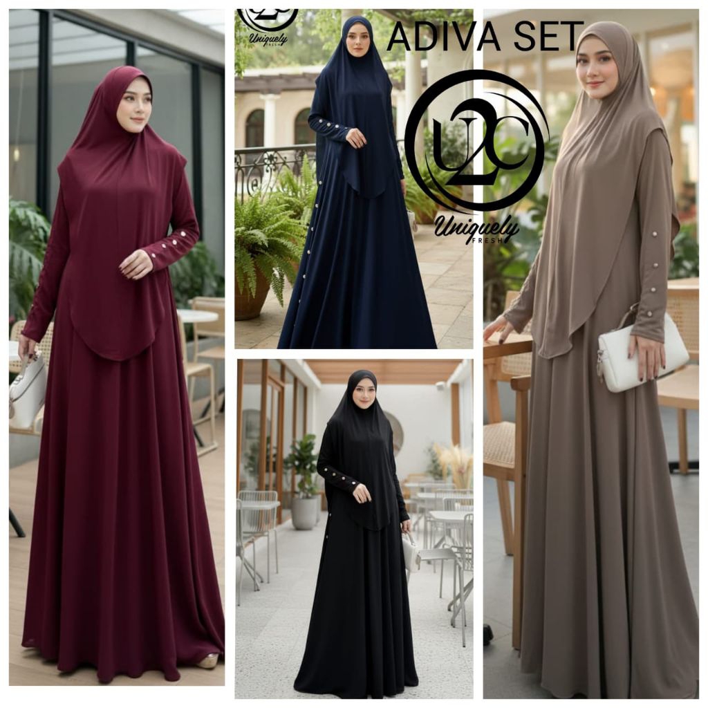 ADIVA SET SYARI ORI BY U2C GAMIS POLOS HAJI DAN UMROH