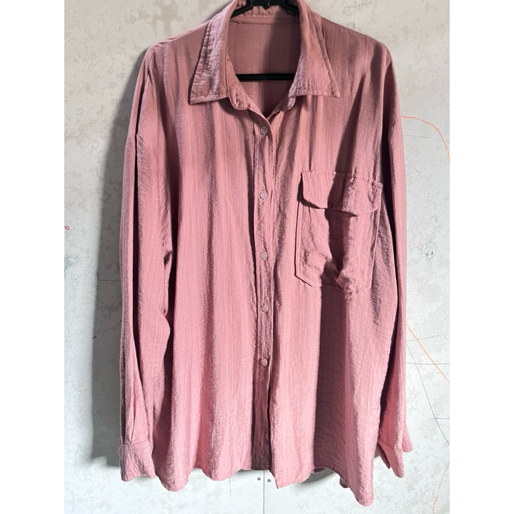 PL preloved baju kemeja wanita adem jumbo dusty pink
