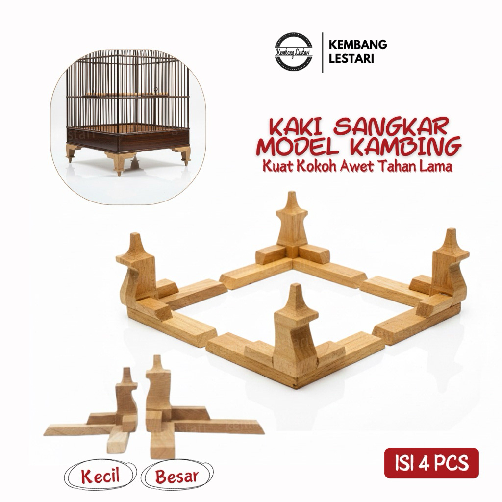 Kaki Sangkar Kambing 1 set 4pcs Kayu Jati Kaki Kandang Kosan Ukuran Besar Kecil