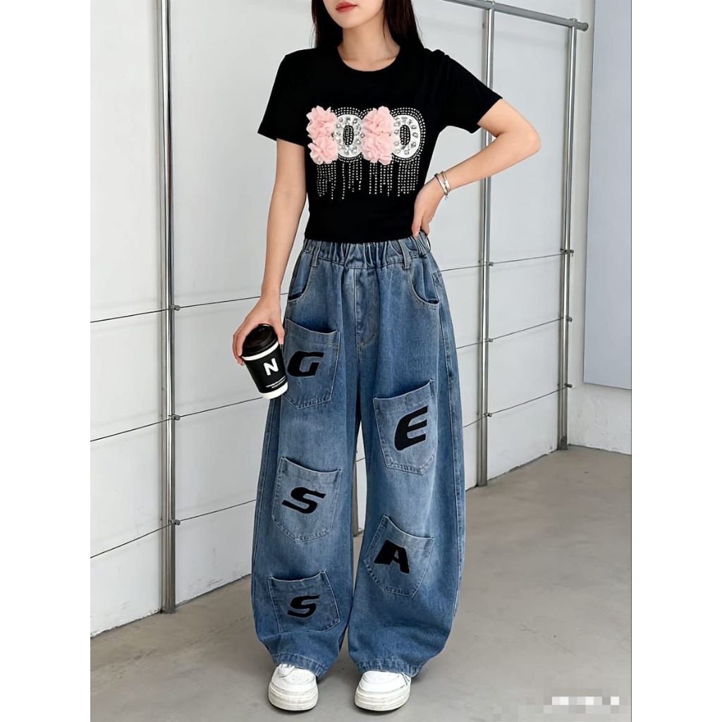 SET JEANS CELANA KULOT (atasan tidak ada blink" bawah tulisan coco)