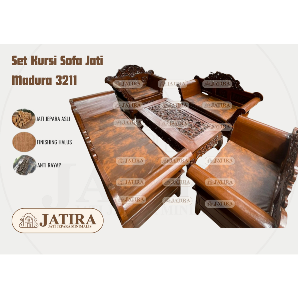Kursi Jati Madura Jepara 3211 | Free Meja Kayu |  Asli Jepara | Ruang Tamu Mewah