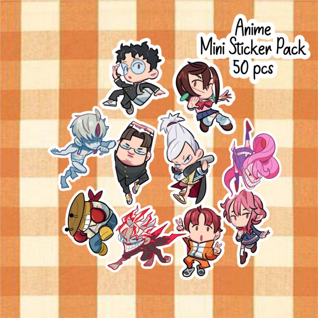 Mini Sticker Pack Anime 50 pcs Jujutsu Kaisen Kimetsu no Yaiba Haikyu Blue Lock Dandadan Sticker Pac