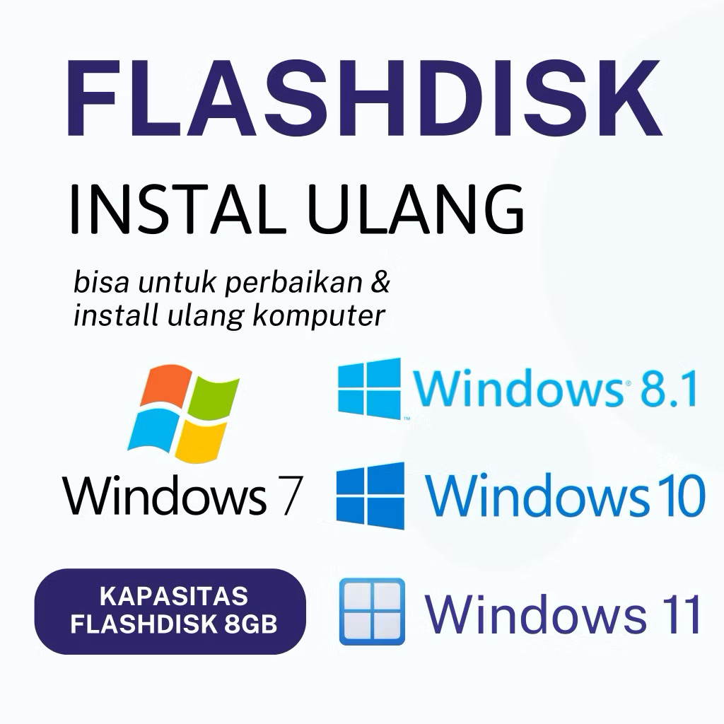 FLASHDISK BOOTABLE INSTAL ULANG LAPTOP WINDOWS 11, 10, 8, DAN 7