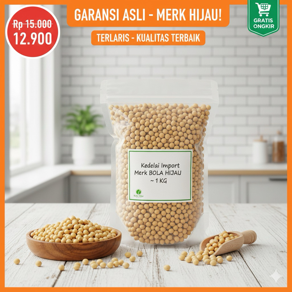 KACANG KEDELAI 1 KG IMPORT USA GRADE A BOLA HIJAU