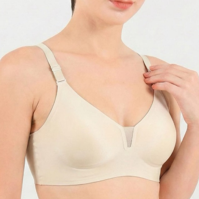 FIORI Bra ELISA CREAM Seamless | Bra Tanpa Kawat Busa Tipis | Tali Kecil Kait 3 | Bra Remaja Gadis I