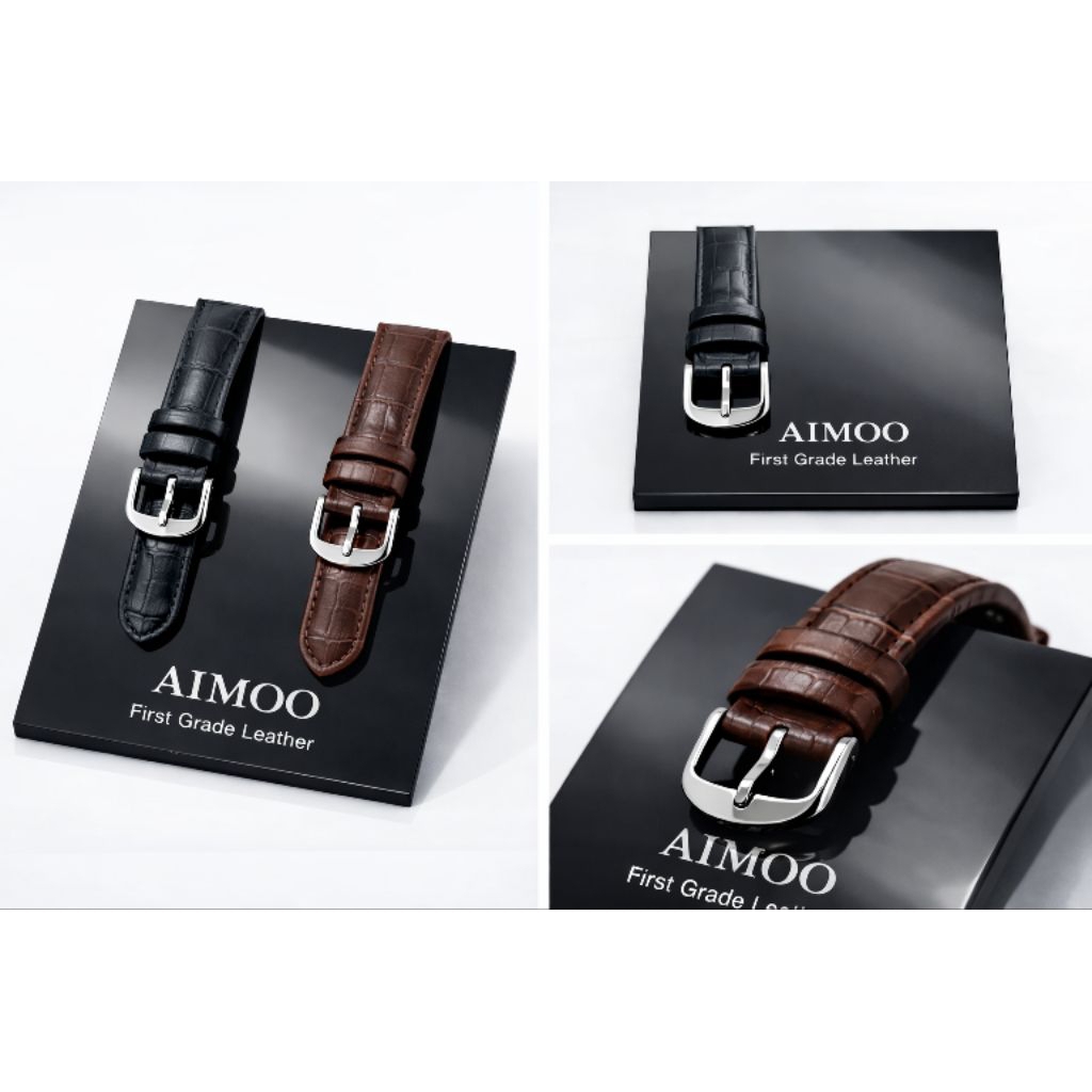 [PREMIUM] Tali Kulit / Strap Kulit Jam Tangan Aimoo Original Genuine Leather Watch Strap - Tali Jam 