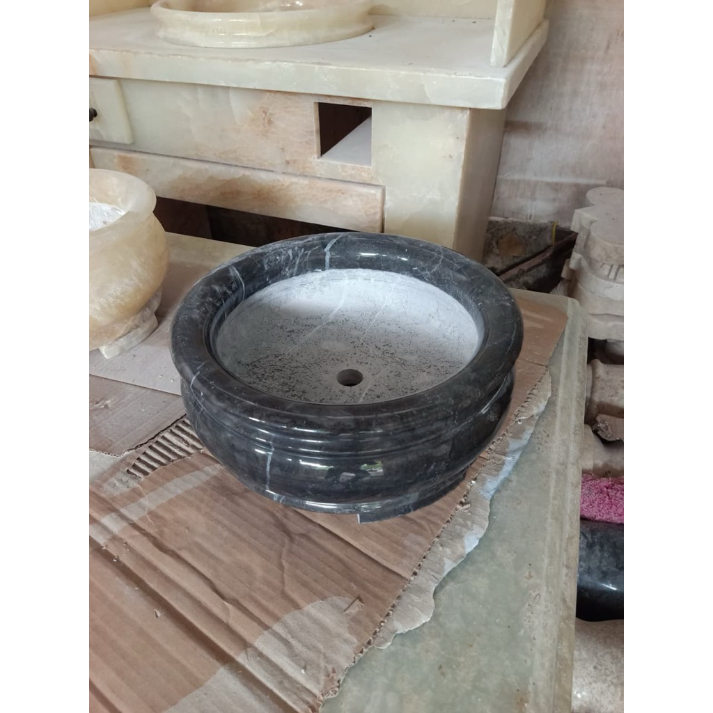 Pot Bunga Bonsai Batu Marmer Hitam