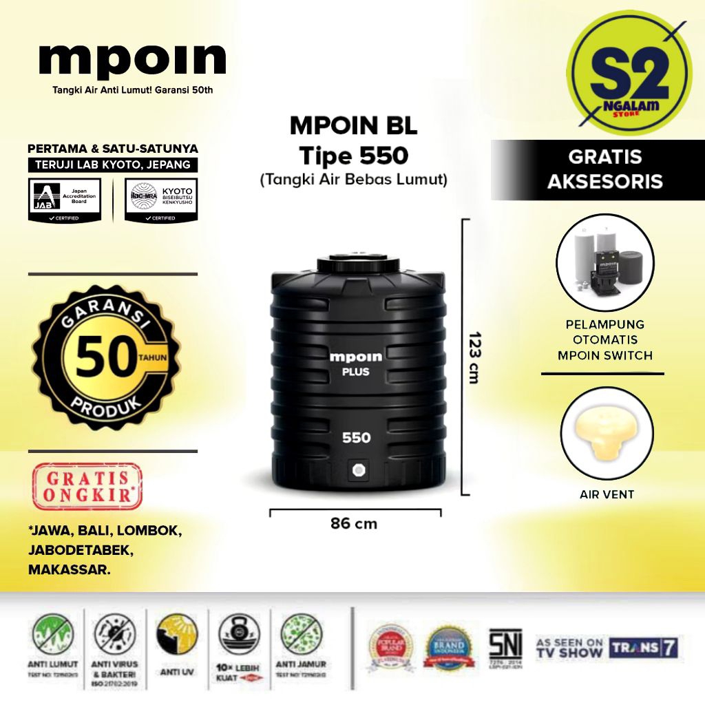 Tandon Air /Toren Air /Tangki Air - MPOIN 550 Liter (invoice)