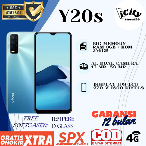 VIVO Y20s RAM 8/256GB 4G LTE 6,51inch  GARANSI 12 BULAN