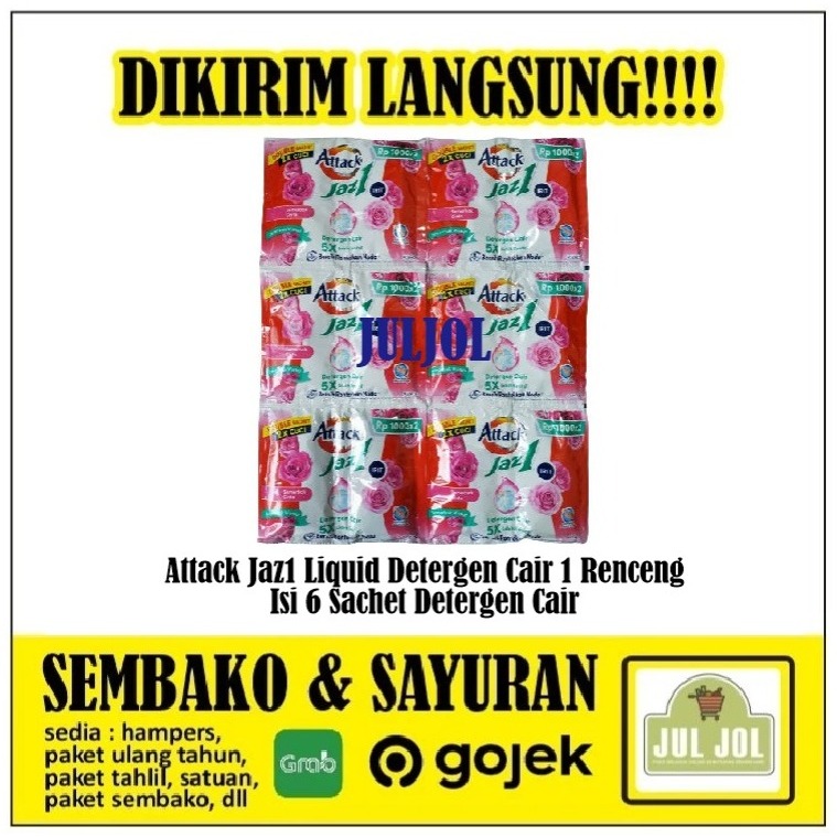 Attack Jaz1 Liquid Detergen Cair 1 Renceng  Isi 6 Sachet Detergen Cair