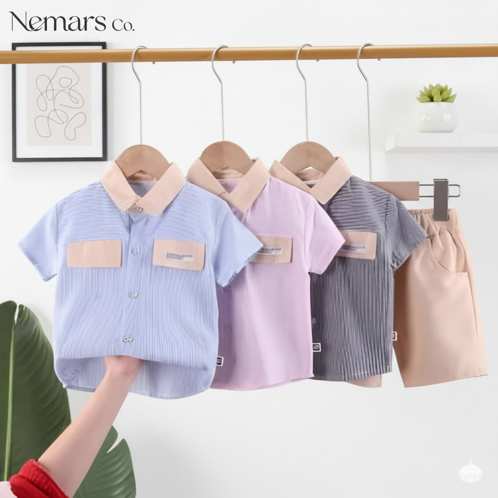 STELAN KEMEJA ANAK LAKI LAKI | KEMEJA MOTIF GARIS-GARIS | PAKAIAN ANAK LAKI LAKI