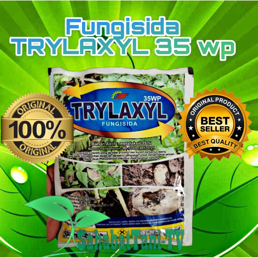 Fungisida Trylaxyl 35WP kmsn 100gr, Fungisida sistemik bahan metalaksil 35 wp untuk mengatasi hawar 