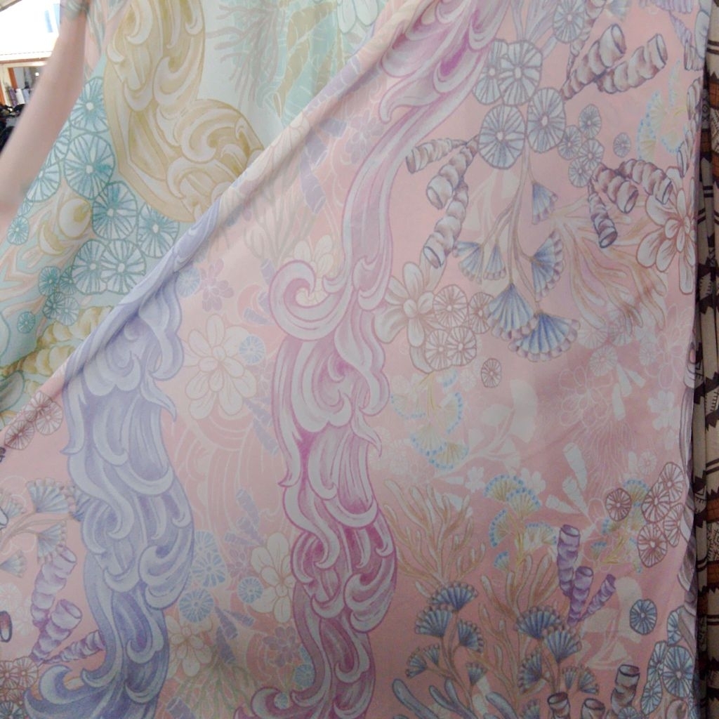 Kain Ceruty Babydoll Motif Printing Premium - Sifon Ceruti Motif Bunga Mawar & Abstract Undersea - M