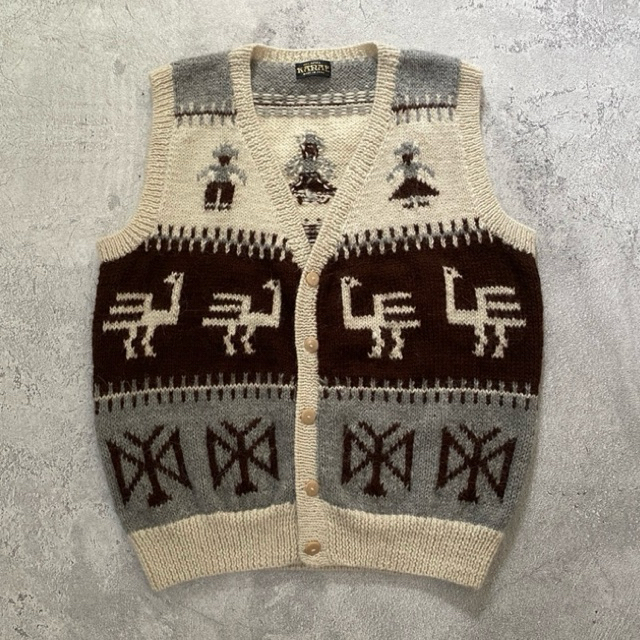 Vintage Vest Karae Inca Alpaca Wool Knitted