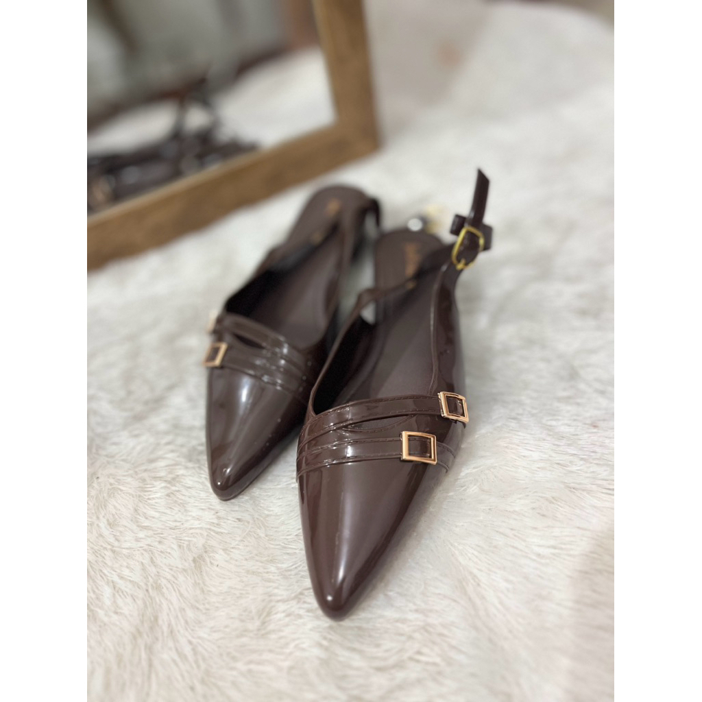 OFASHION Flat Shoes Wanita Coklat Elegan | Sepatu Kerja & Kondangan jelly pansus sepatu wanita jelly