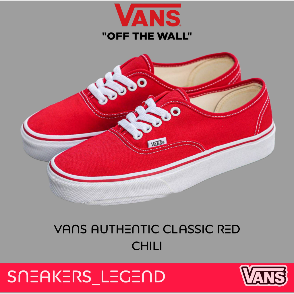 Vans Authentic Classic Red Chili Original 100% Free Paperbag Sticker Cod Bnib Garansi Ori Tembus