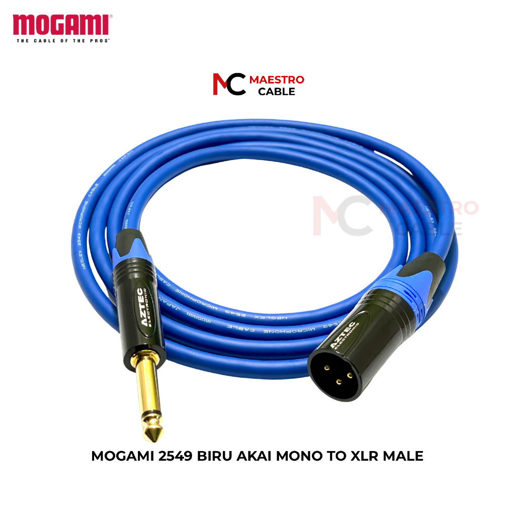 Kabel Mogami Gold XLR Male to Akai Mono Aztec 6.35 Mogami 2549 Original Japan Biru Edition