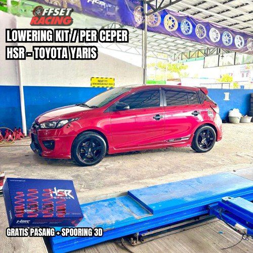 LOWERING KIT HSR RED TOYOTA YARIS 2018 PER CEPER DEPAN BELAKANG