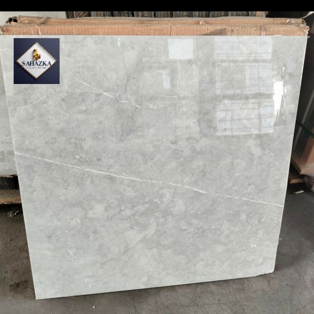 Promo granit 60x60 ikatan glossy motif carara marmer | Arna amberley grey