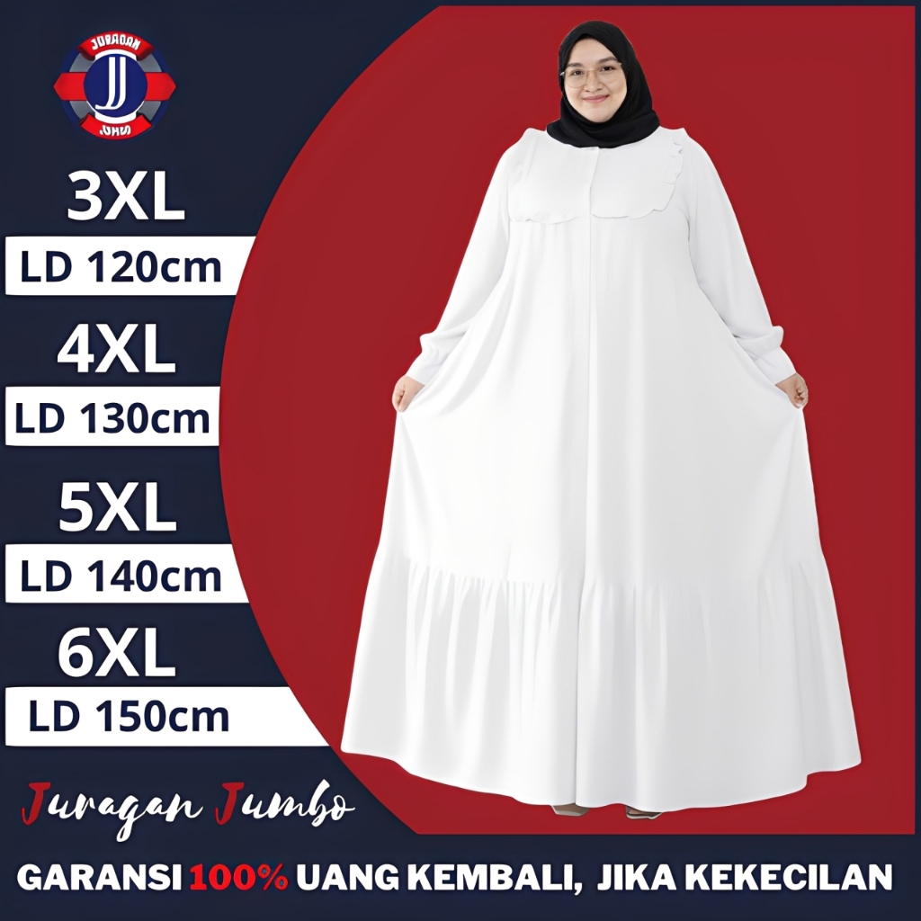 Gamis Lebaran Syari Terbaru Polos Premium Mewah Jumbo LD 120 130 140 150