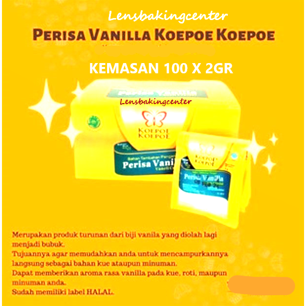 Perisa Vanilla Vaneli Crystal Vanila VANILLI  Vanili  Bubuk Sachet Koepoe Koepoe  KUPU 100x2gr 1box 