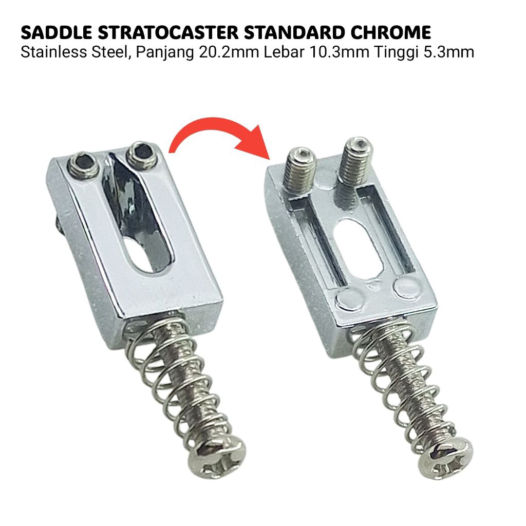 Saddle Bridge Gitar Elektrik Model Stratocaster Telecaster Squier Bacchus Chrome