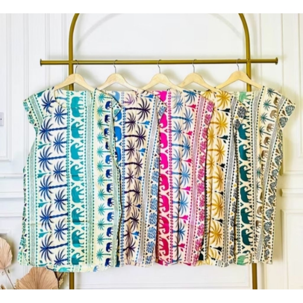 Daster Midi Rayon tanpa lengan Motif/daster harian